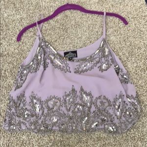 embellished purple tank top